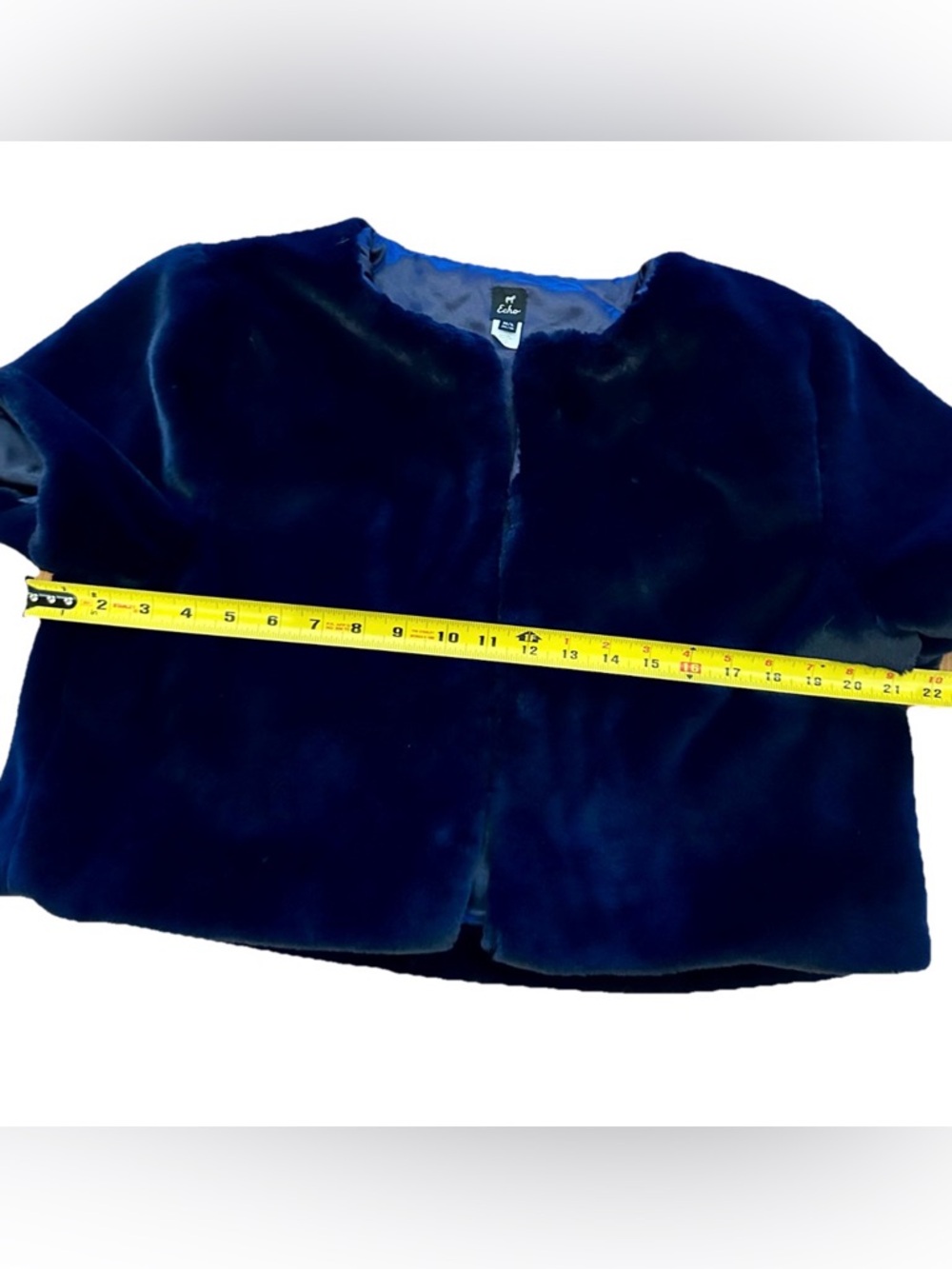 Echo Faux Fur Cropped Jacket M/L Blue Elegant Posh Coquettegirl - Picture 5 of 9